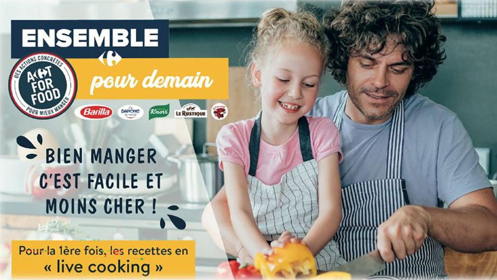 Carrefour s’allie à 5 grandes marques pour proposer des recettes en « live cooking »