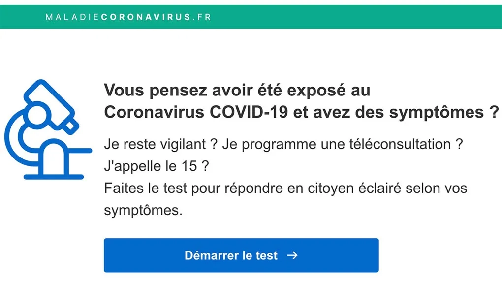 Un site évalue les symptômes du coronavirus et oriente les patients