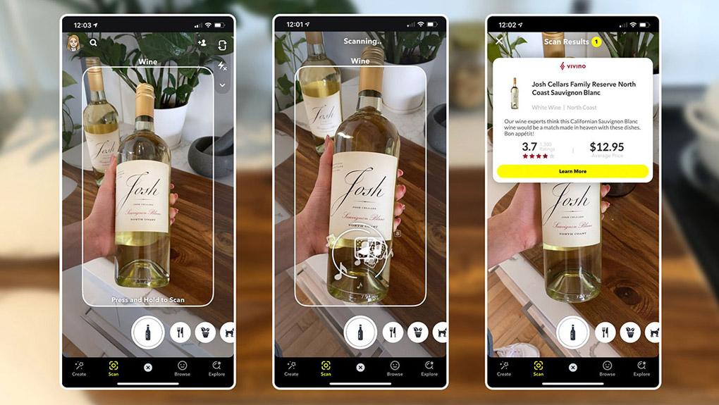 Snapchat intègre un « Shazam » de la nourriture et du vin