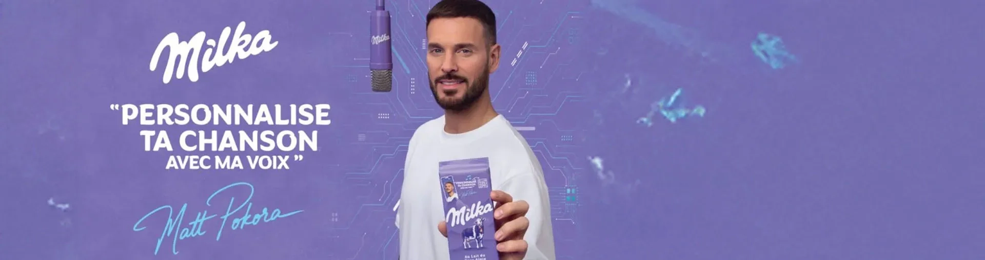 Image de la campagne Milka mettant en scène M.pokora