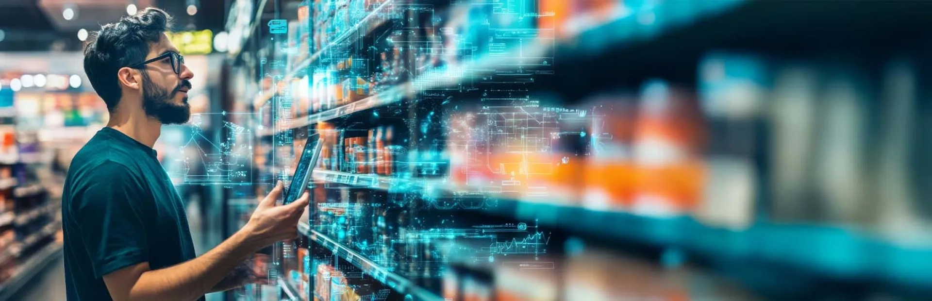 La transformation numérique dans le commerce de détail, avec des rayons intelligents, des caisses automatisées et des expériences client personnalisées. 