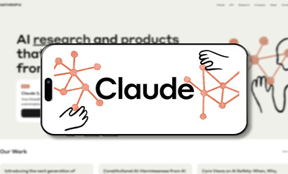 Logo de Claude sur l'écran d'un smartphone avec son site web en arrière-plan. Claude est un assistant IA de nouvelle génération, formé pour être sûr, précis et sécurisé.