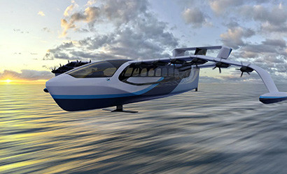 Image de synthèse du premier bateau volant "Viceroy Seaglider"