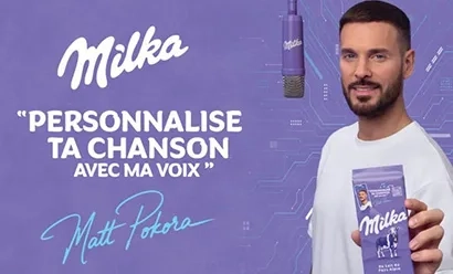 Image de la campagne Milka mettant en scène M.pokora