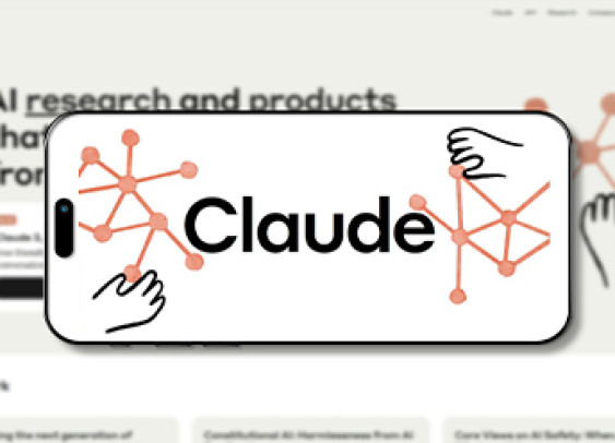 Logo de Claude sur l'écran d'un smartphone avec son site web en arrière-plan. Claude est un assistant IA de nouvelle génération, formé pour être sûr, précis et sécurisé.