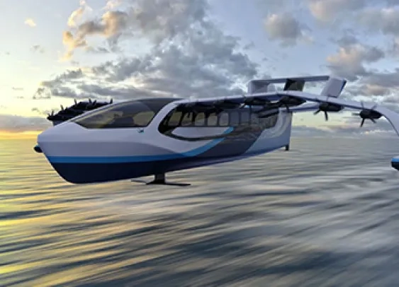 Image de synthèse du premier bateau volant "Viceroy Seaglider"