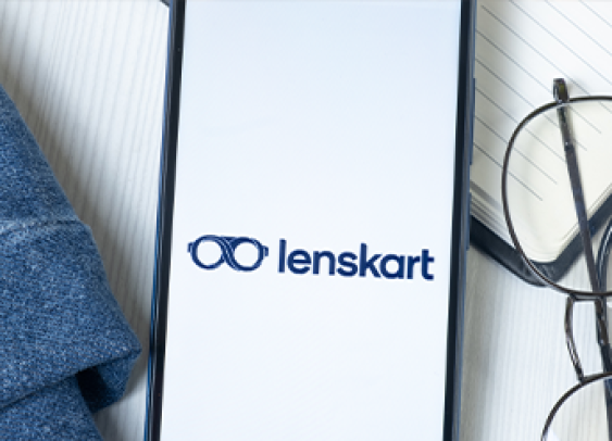 Logo lenskart sur un écran de téléphone, icône de l'entreprise.