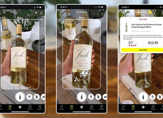 Snapchat intègre un « Shazam » de la nourriture et du vin