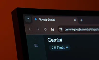 Photo d’un navigateur ouvert sur la page Google Gemini.